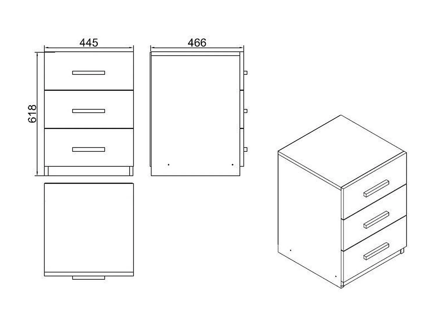 Caisson de bureau 3 tiroirs effet chêne et gris MARFA