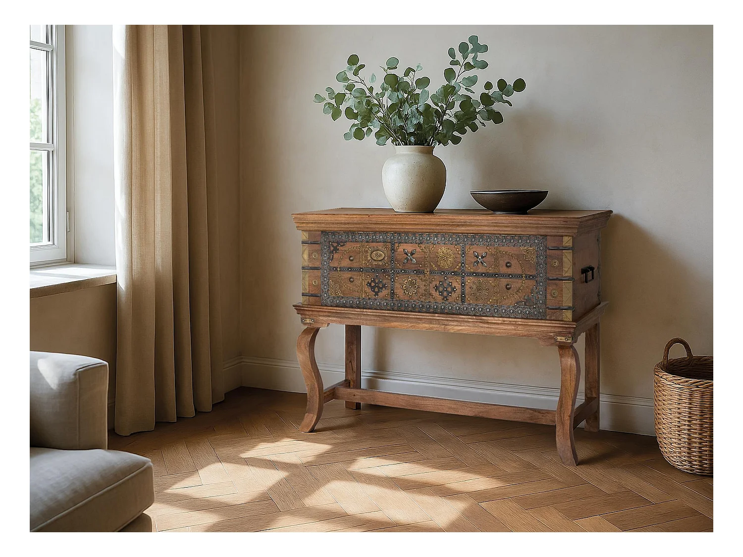 Console antique en bois de manguier
