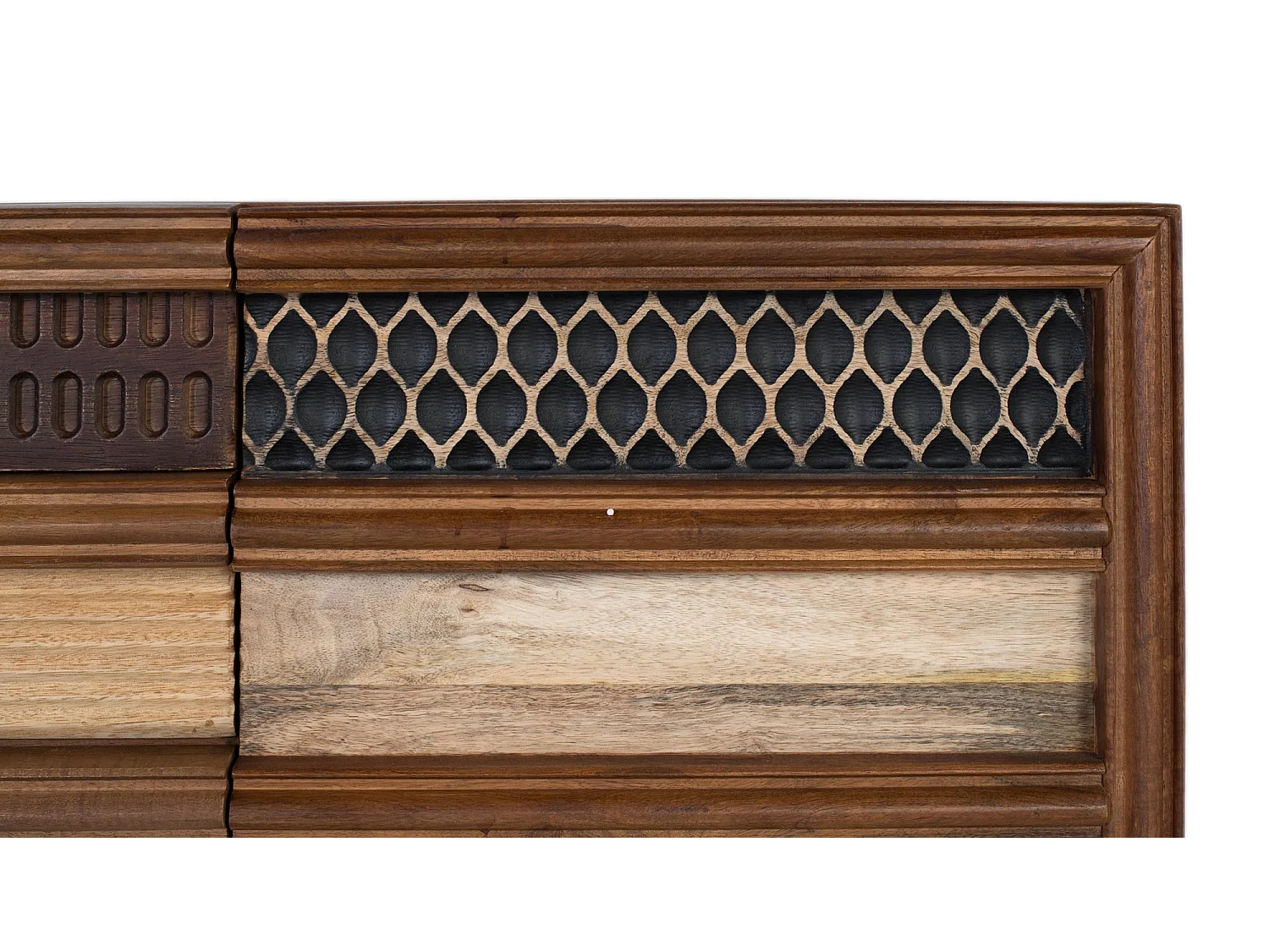 Mobile TV in legno di mango con motivi geometrici testurizzati
