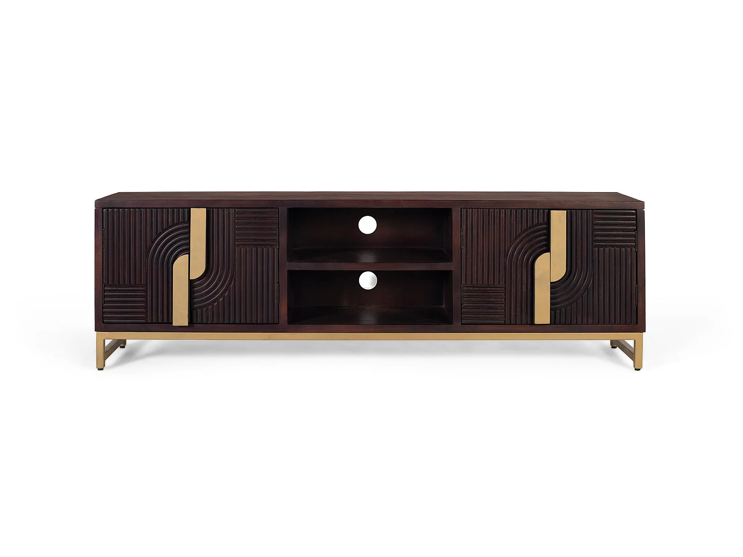 Tv-meubel van mangohout, 180 cm, rustieke moderne stijl - 57x180x42