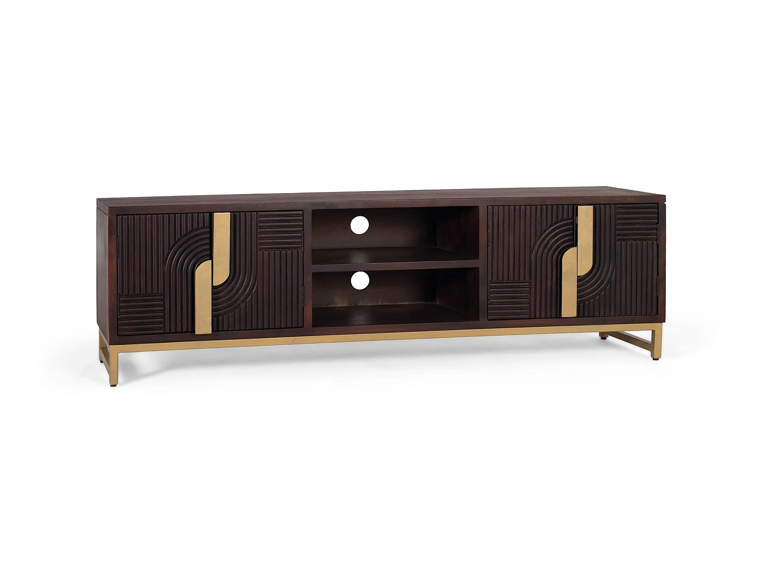 Tv-meubel van mangohout, 180 cm, rustieke moderne stijl - 57x180x42