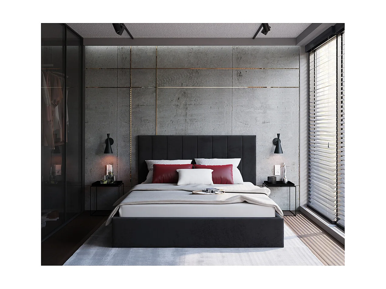 Lit coffre Lorado 160 x 200 cm avec sommier à lattes relevable Noir