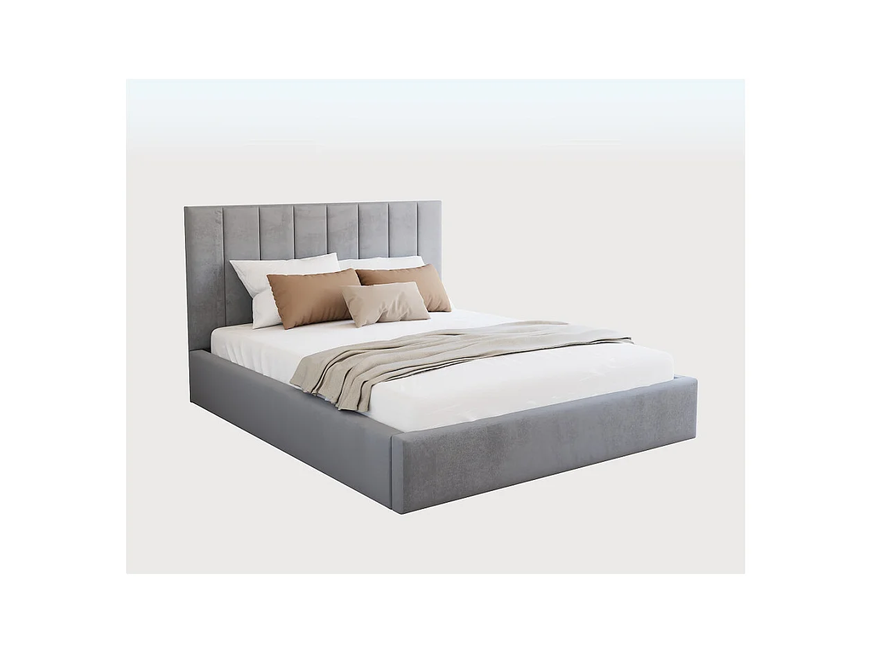 Lit coffre Lorado 160 x 200 cm avec sommier à lattes relevable Gris Clair