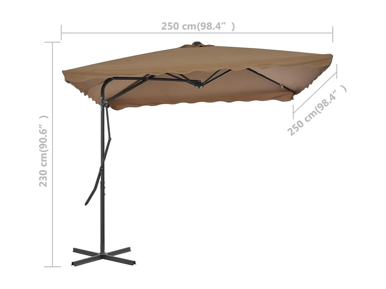 Lenard  Parasol d'extérieur avec poteau en acier 250 x 250 cm Taupe