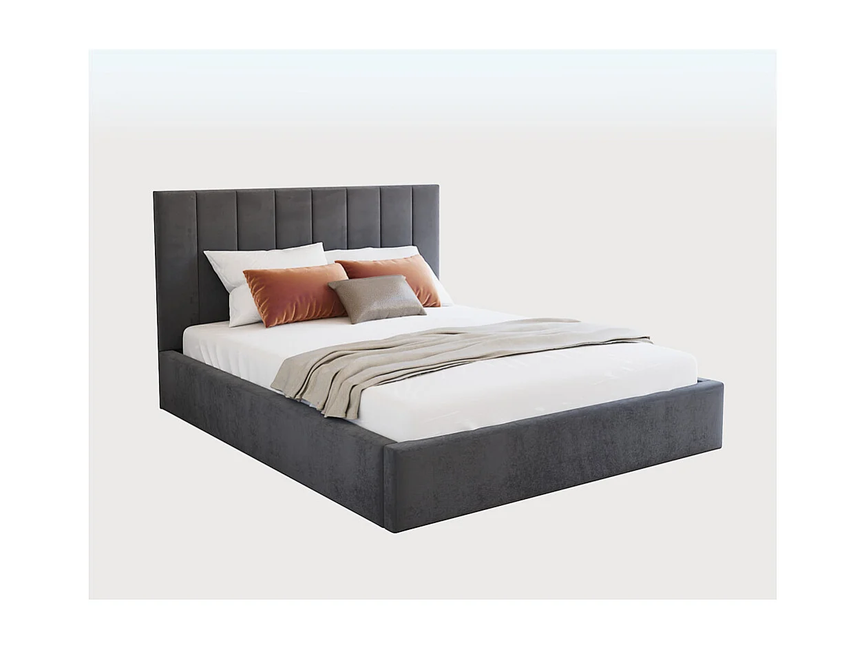 Lit coffre Lorado 160 x 200 cm avec sommier à lattes relevable Gris Foncé