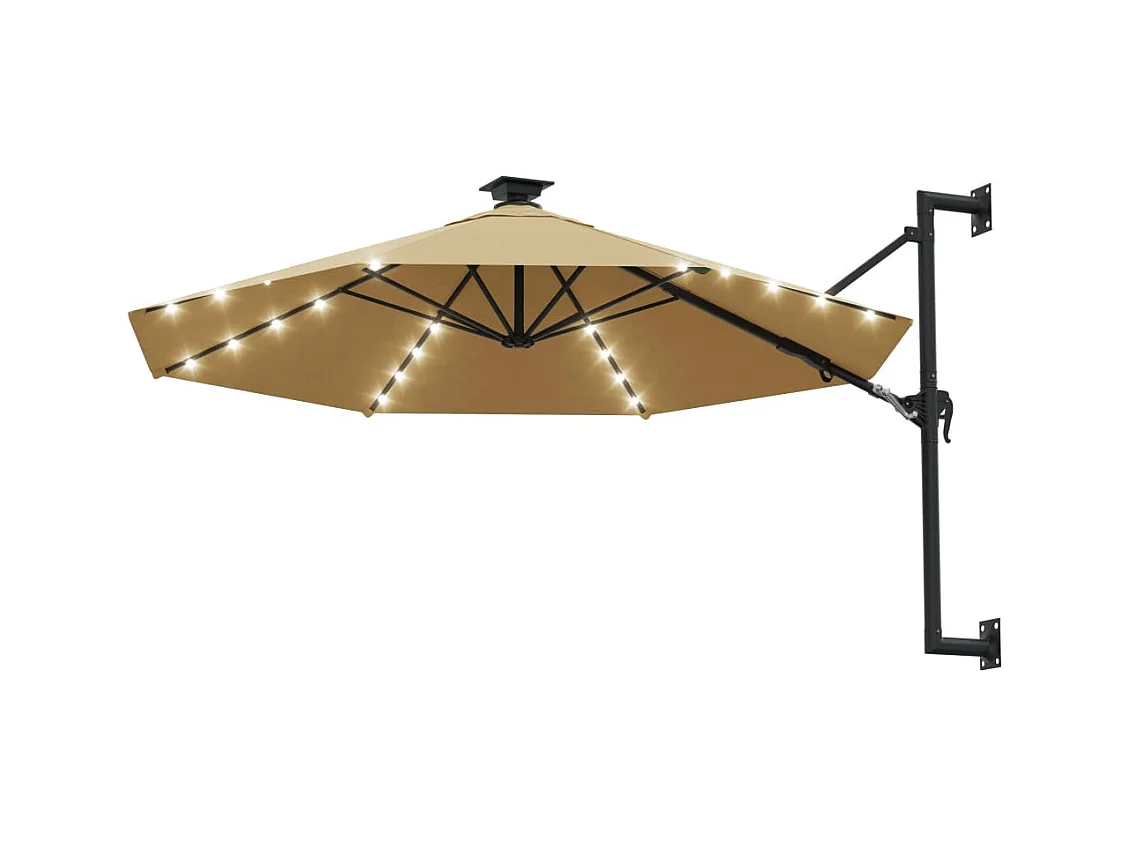 Marith  Parasol mural de jardin avec LED 300 cm taupe