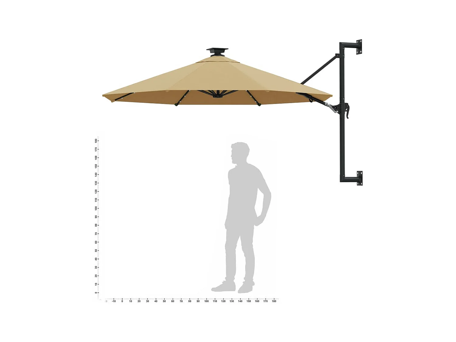 Marith  Parasol mural de jardin avec LED 300 cm taupe