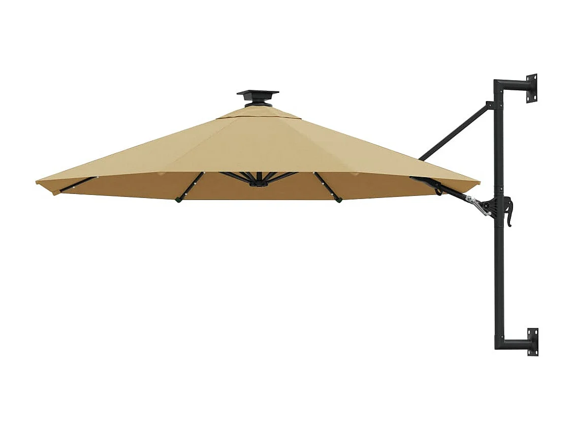 Marith  Parasol mural de jardin avec LED 300 cm taupe
