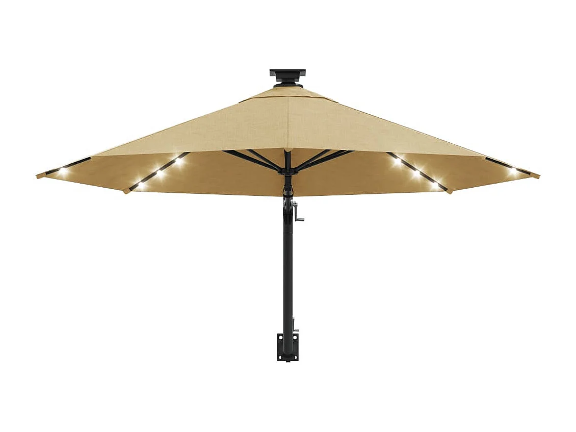 Marith  Parasol mural de jardin avec LED 300 cm taupe