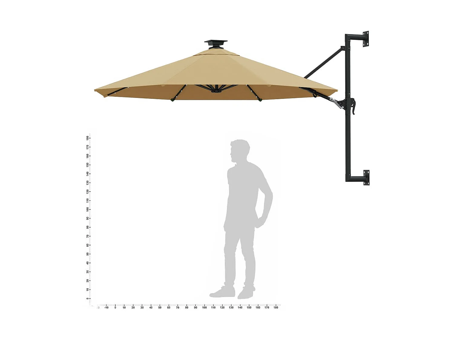 Marith  Parasol mural de jardin avec LED 300 cm taupe