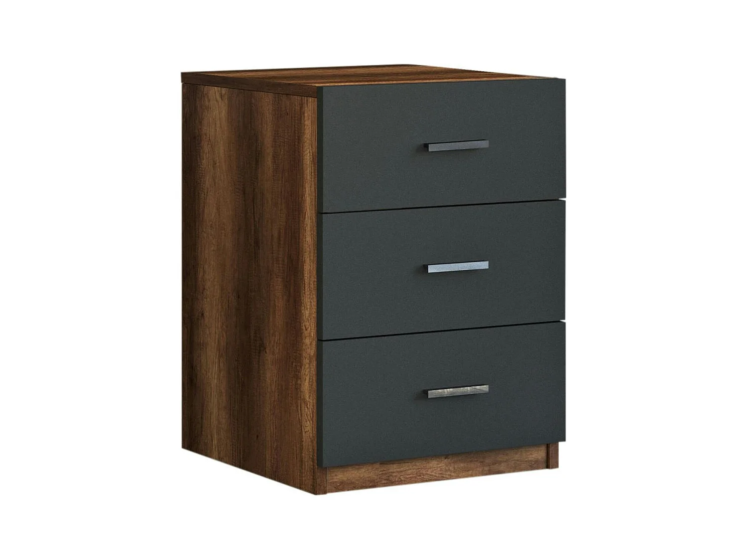 Caisson de bureau 3 tiroirs effet noyer et gris MARFA