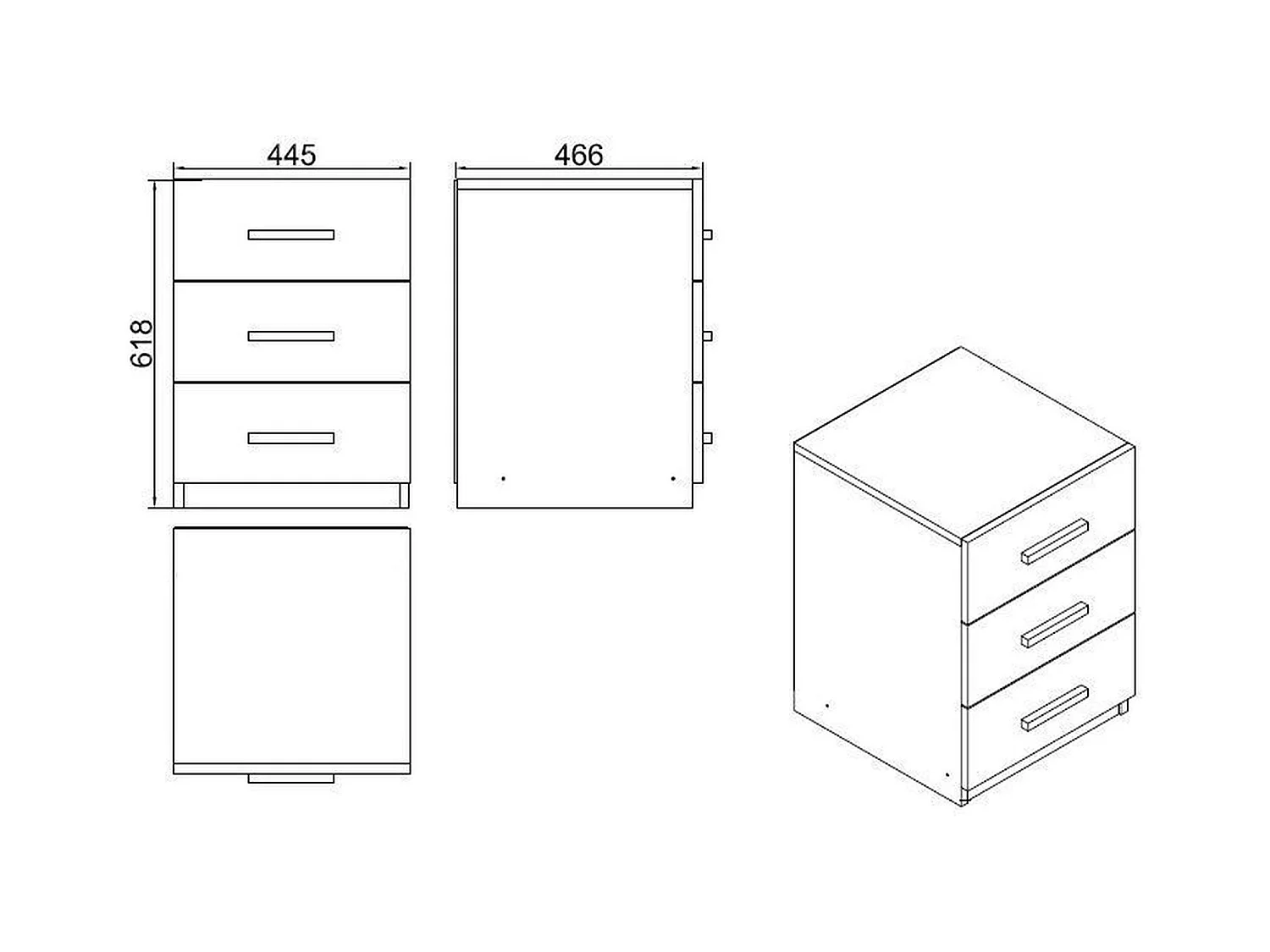 Caisson de bureau 3 tiroirs effet noyer et gris MARFA