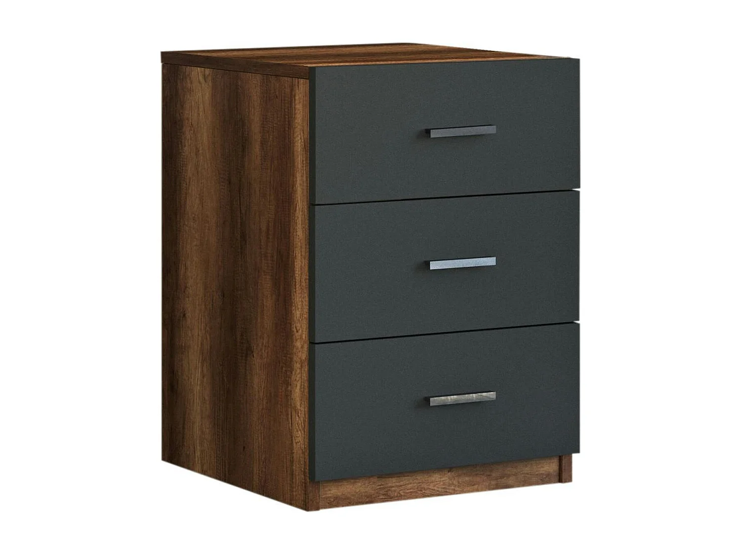 Caisson de bureau 3 tiroirs effet noyer et gris MARFA