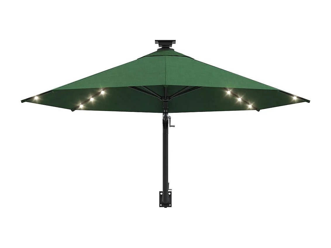 Marith  Parasol mural de jardin avec LED 300 cm vert