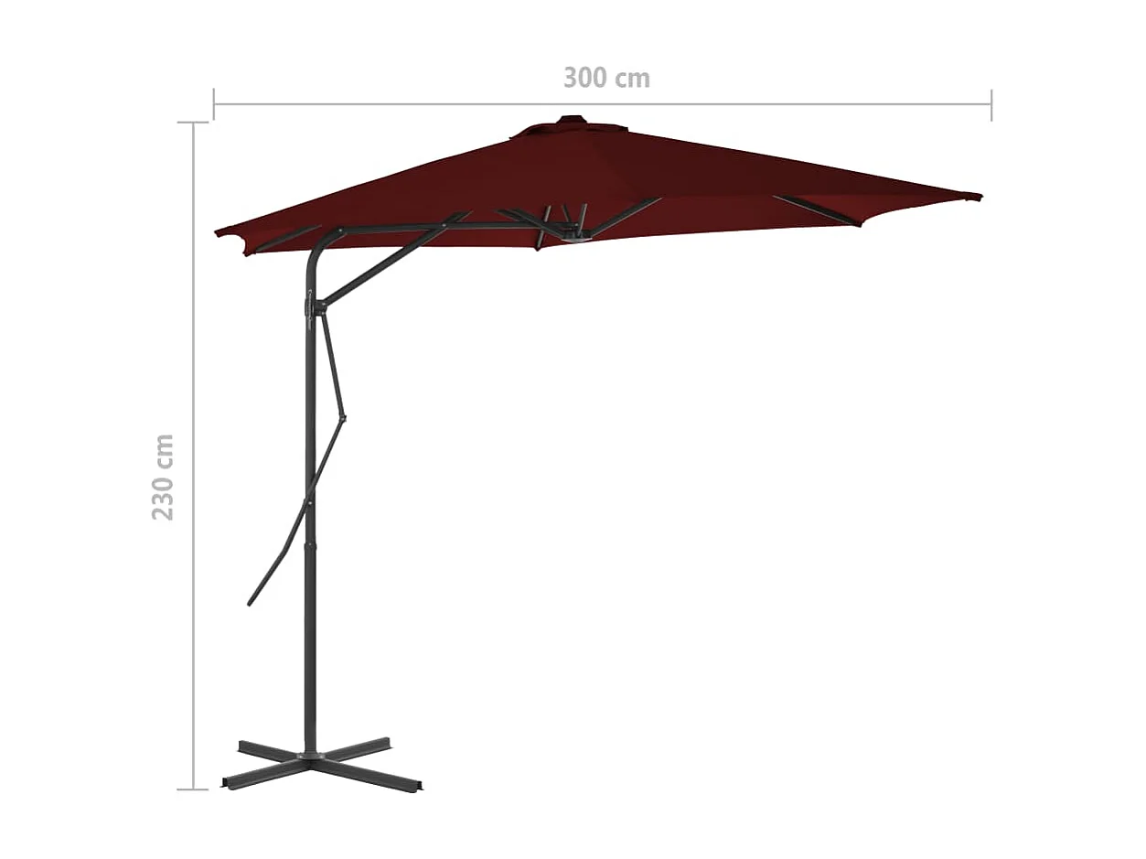 Clongullane  Parasol de jardin avec mât en acier rouge bordeaux 300x230 cm