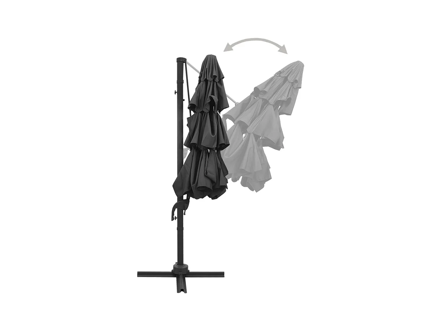 Roosendaal  Parasol de jardin à 4 niveaux avec mât en aluminium anthracite