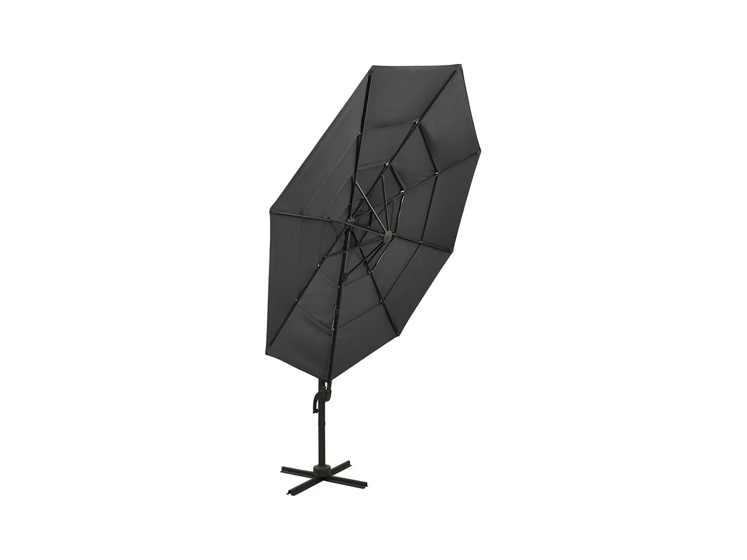 Roosendaal  Parasol de jardin à 4 niveaux avec mât en aluminium anthracite