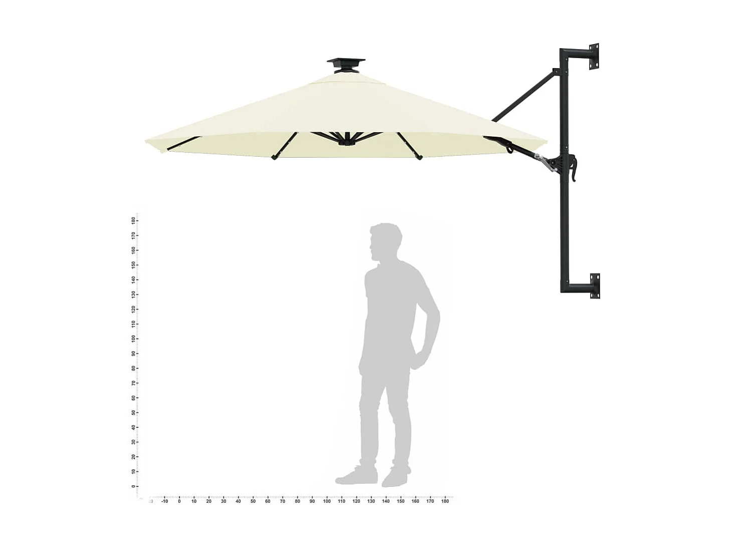 Marith  Parasol mural de jardin avec LED 300 cm sable
