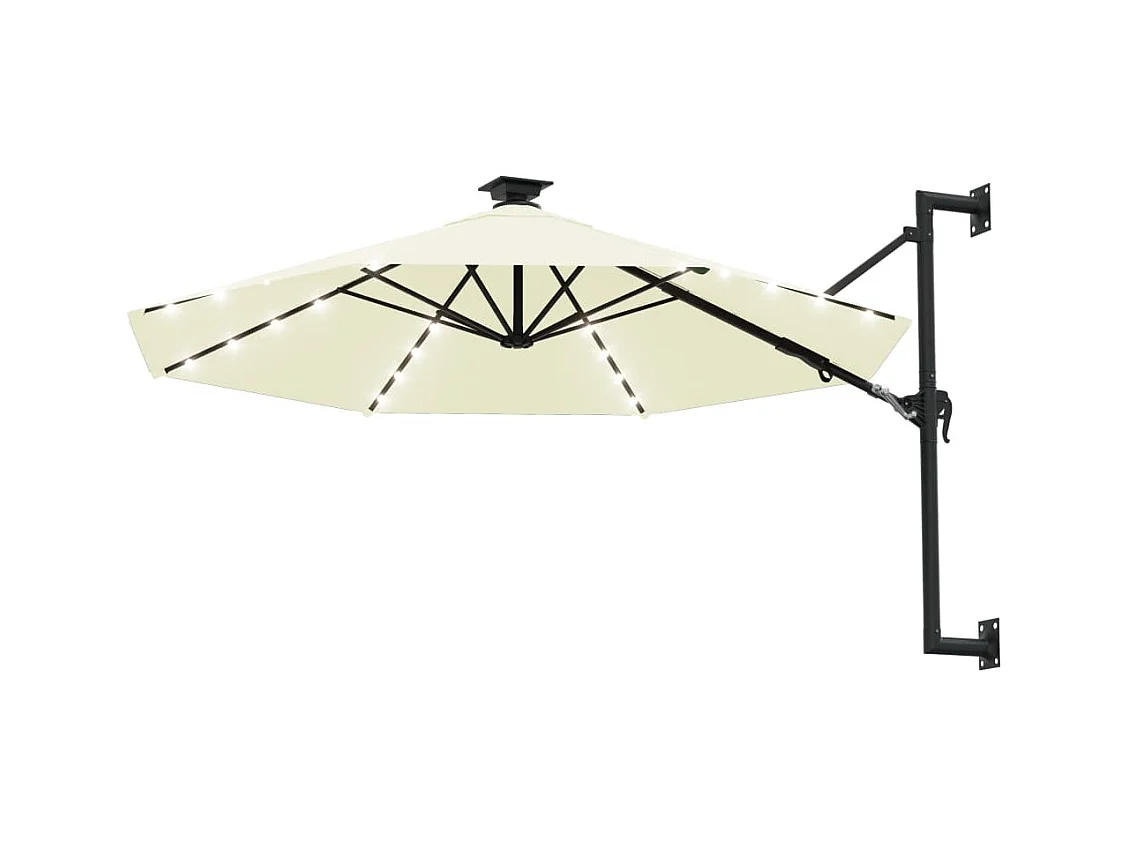 Marith  Wandparasol met LED's 300 cm zandkleurig