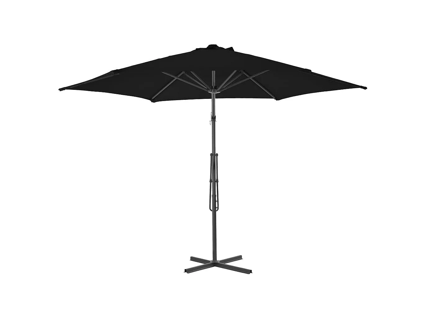 Clongullane  Sombrilla de jardín con palo de acero negro 300x230 cm