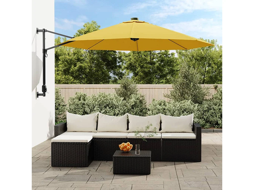 Jorikur  Parasol mural avec LED jaune 290 cm