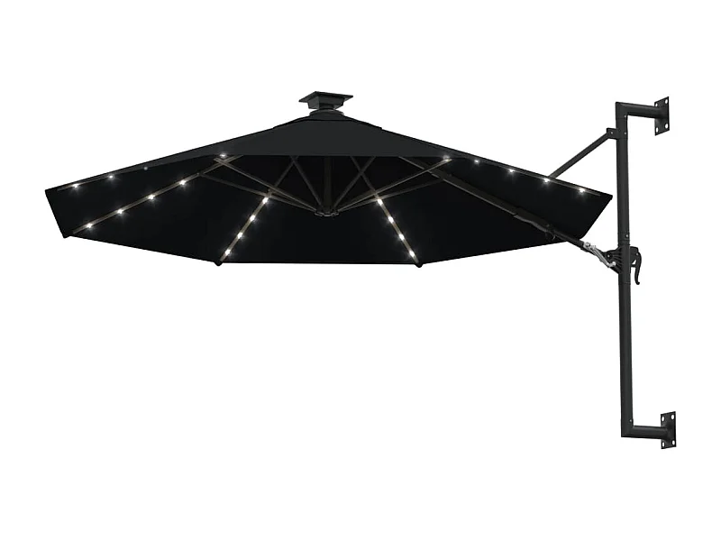Marith  Wandparasol met LED's 300 cm zwart