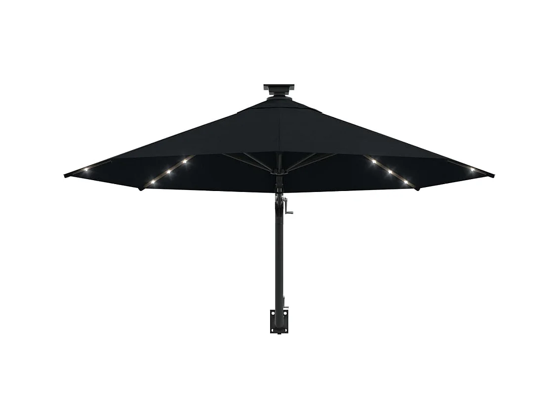 Marith  Parasol mural de jardin avec LED 300 cm noir