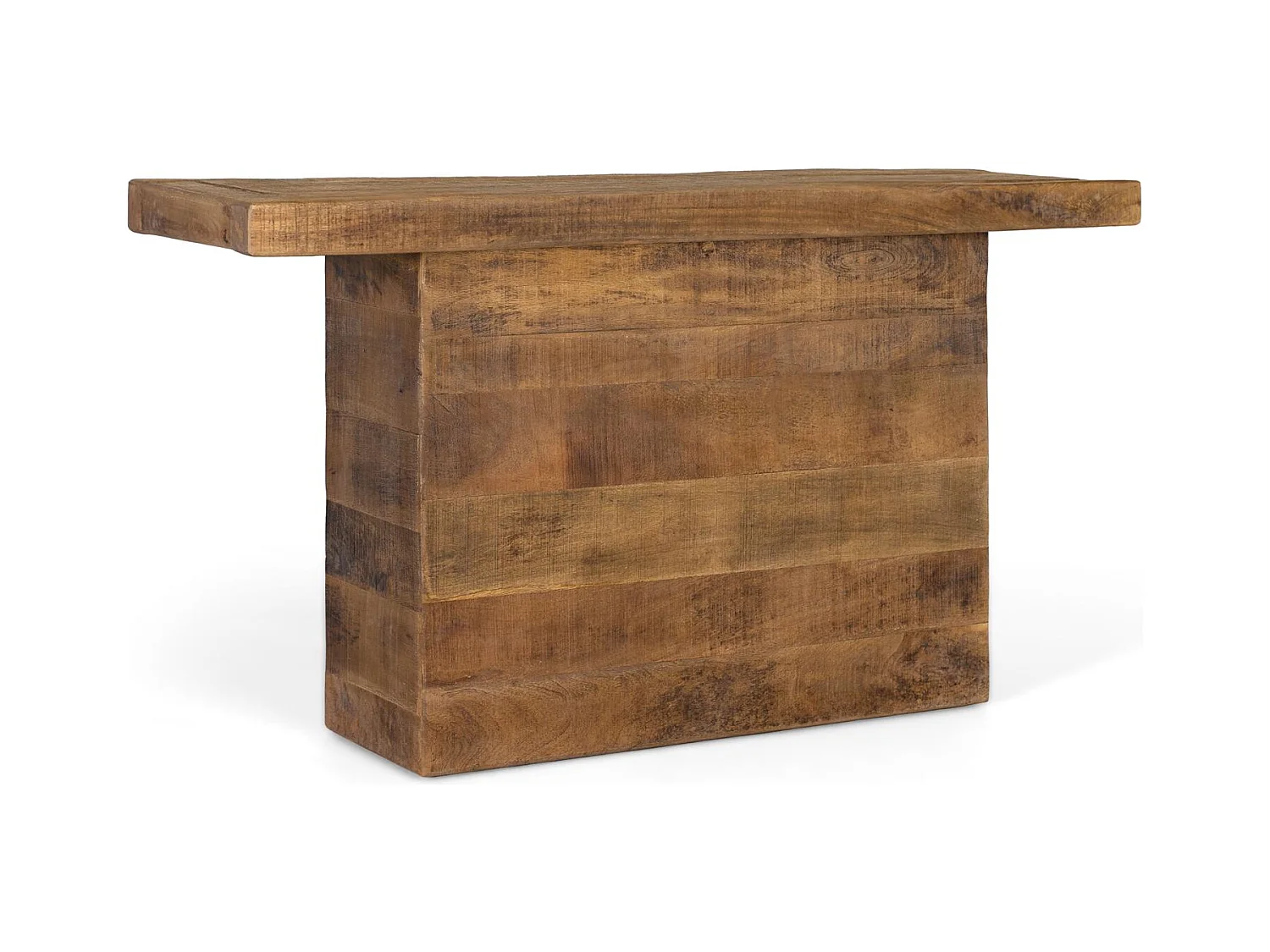 Console en manguier massif, base piédestal et finition naturelle