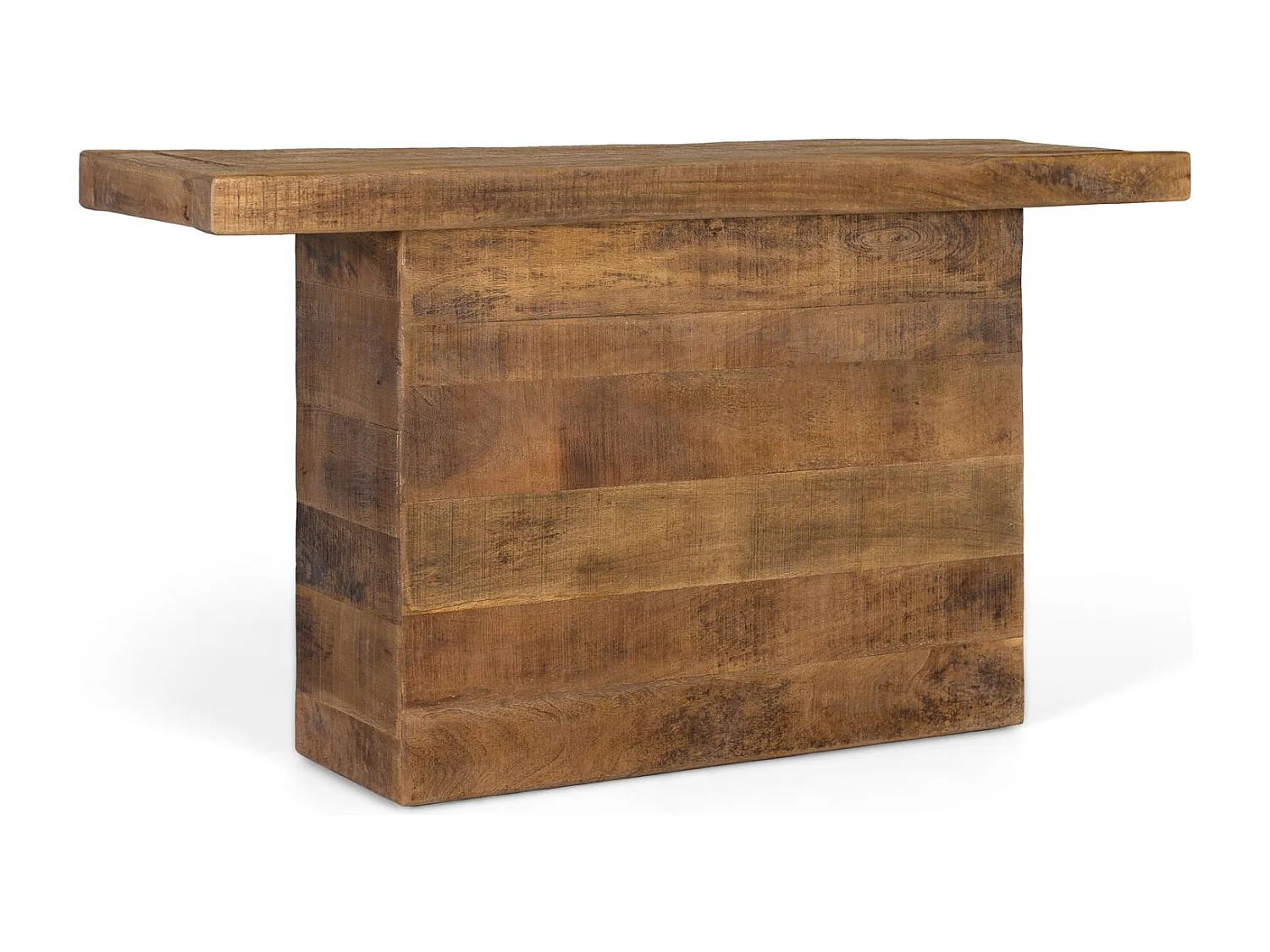 Console en manguier massif, base piédestal et finition naturelle