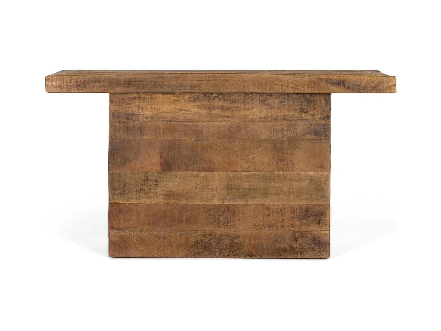 Console en manguier massif, base piédestal et finition naturelle