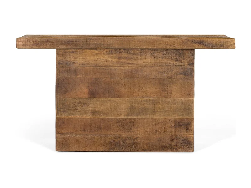 Console en manguier massif, base piédestal et finition naturelle