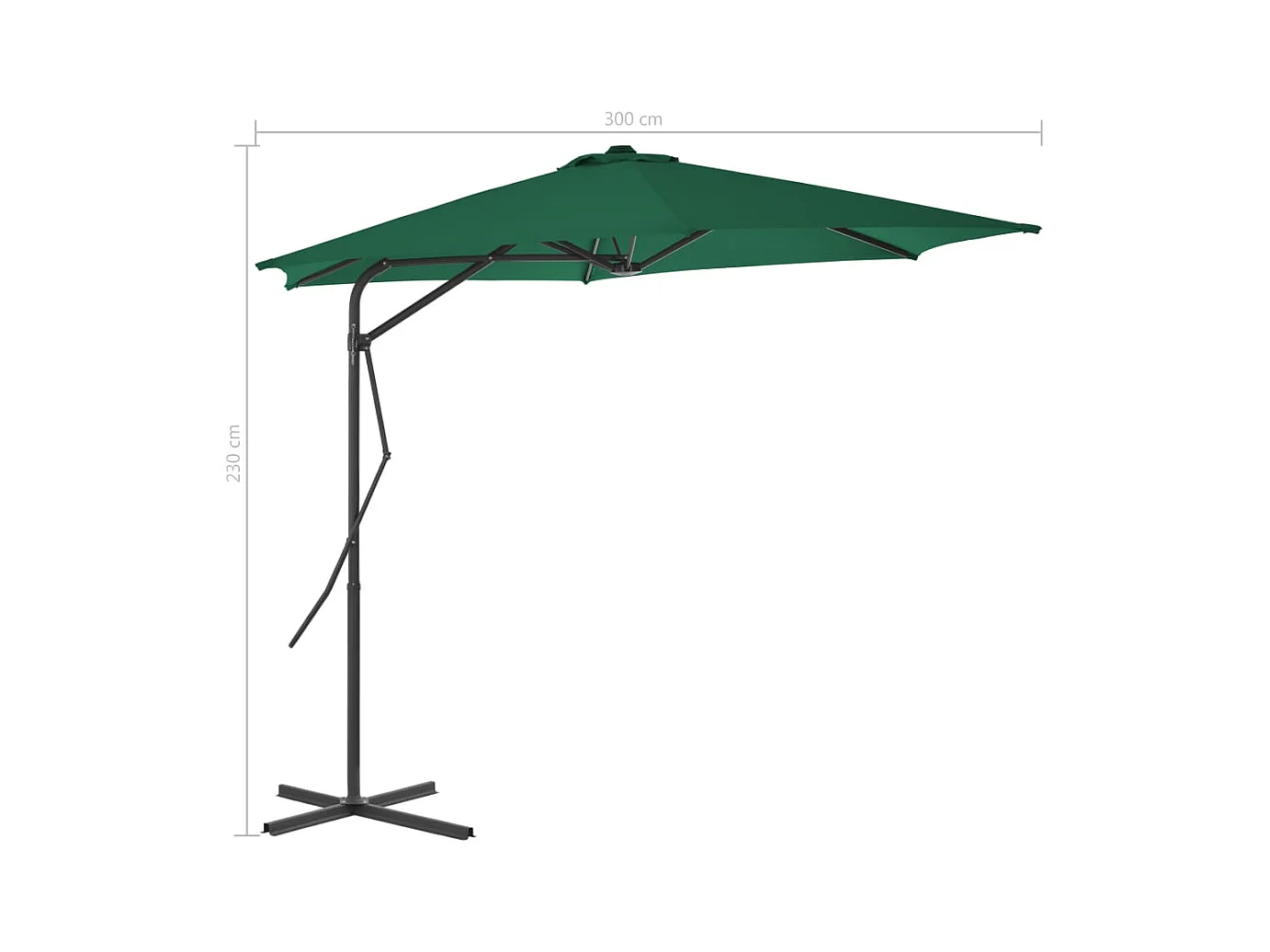 Clongullane  Sombrilla de jardín con palo de acero verde 300 cm