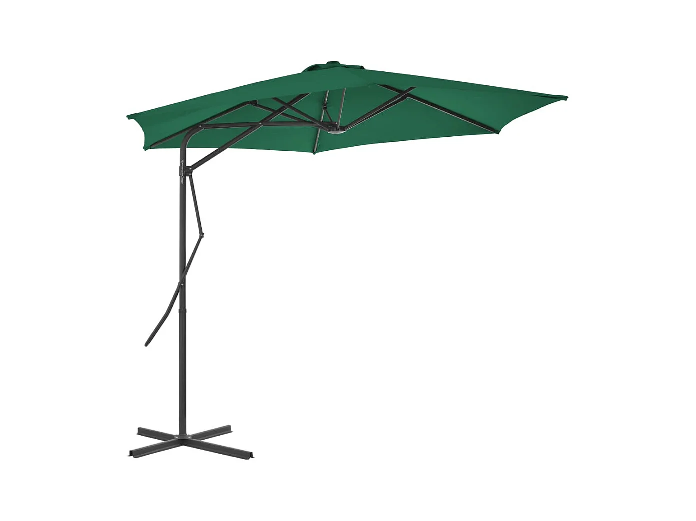 Clongullane  Parasol d'extérieur avec mât en acier 300 cm Vert
