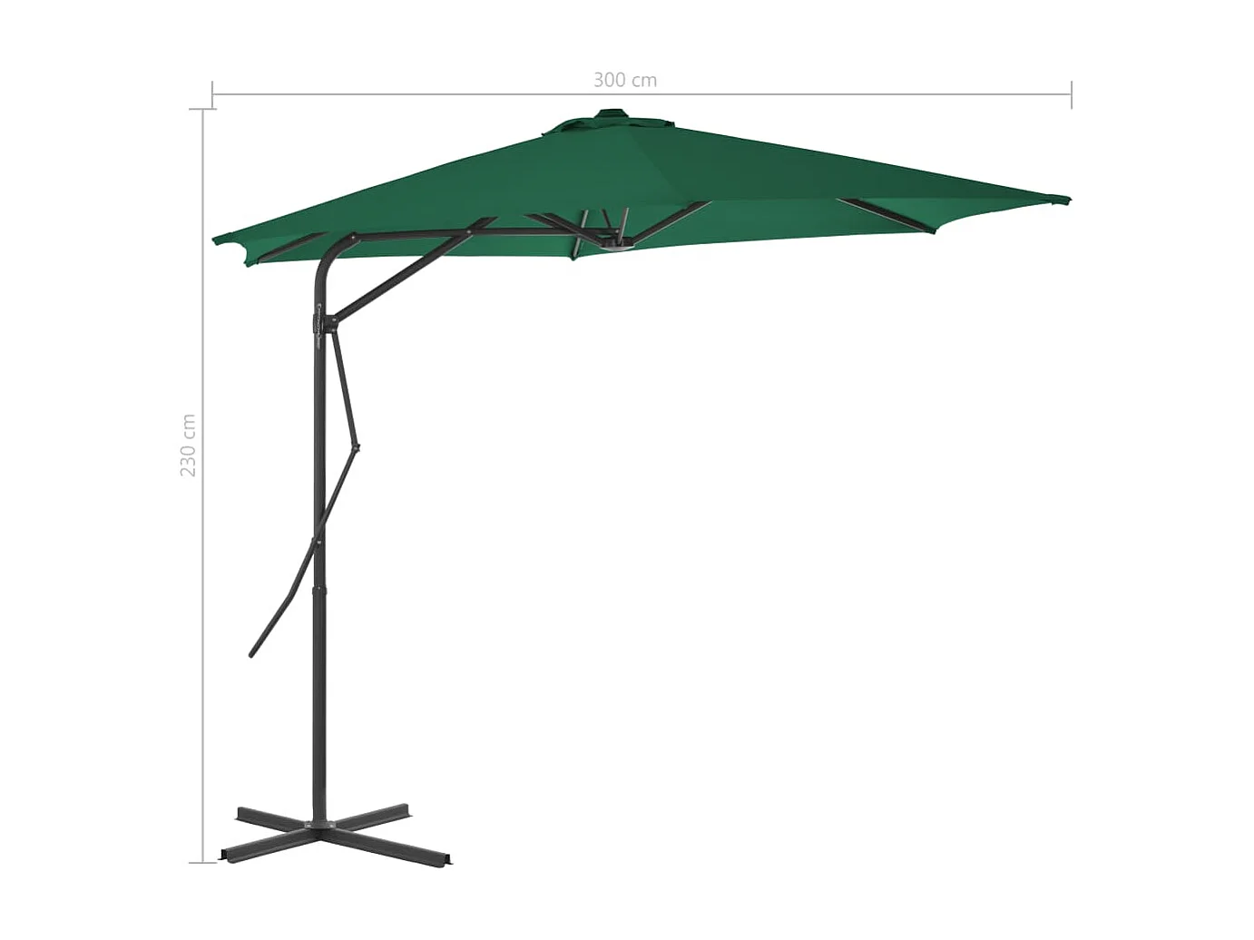 Clongullane  Parasol d'extérieur avec mât en acier 300 cm Vert