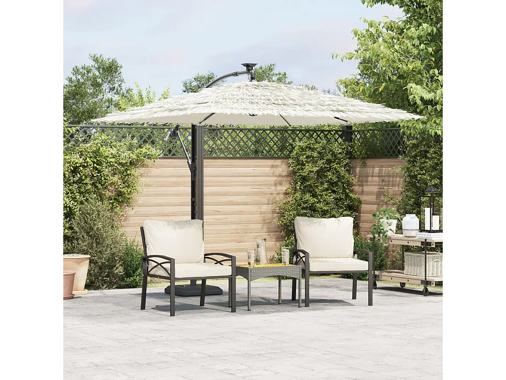 Beline  Parasol de jardin avec mât en acier blanc 246x246x230 cm