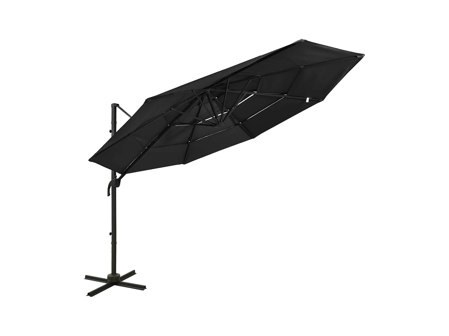 Roosendaal  Parasol de jardin à 4 niveaux avec mât en aluminium noir 3x3 m
