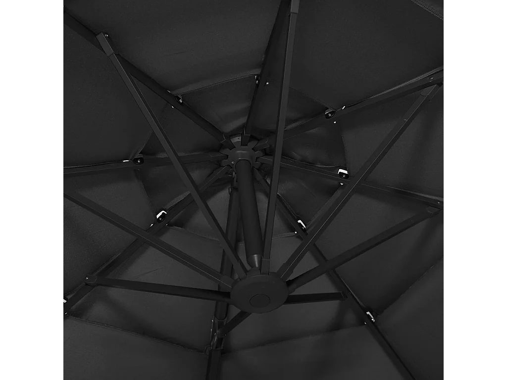 Roosendaal  Sombrilla jardín de 4 niveles con palo de aluminio negro 3x3 cm
