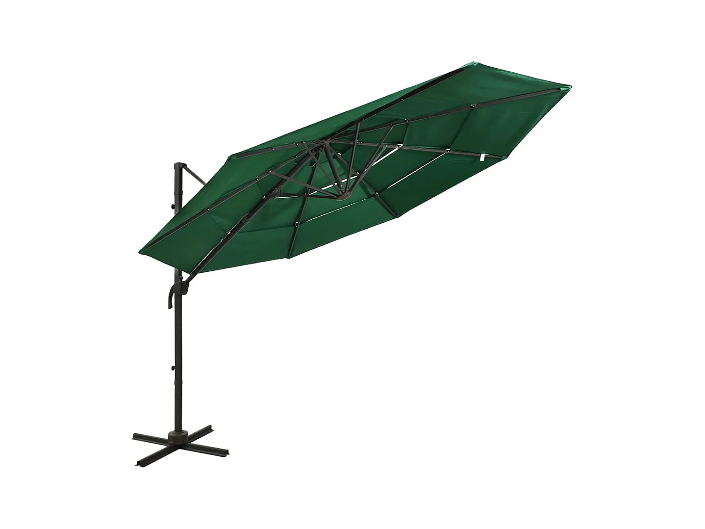 Roosendaal  Parasol de jardin à 4 niveaux avec mât en aluminium vert 3x3 m