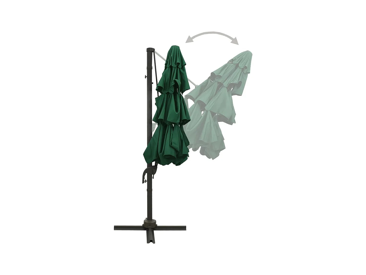 Roosendaal  Parasol de jardin à 4 niveaux avec mât en aluminium vert 3x3 m