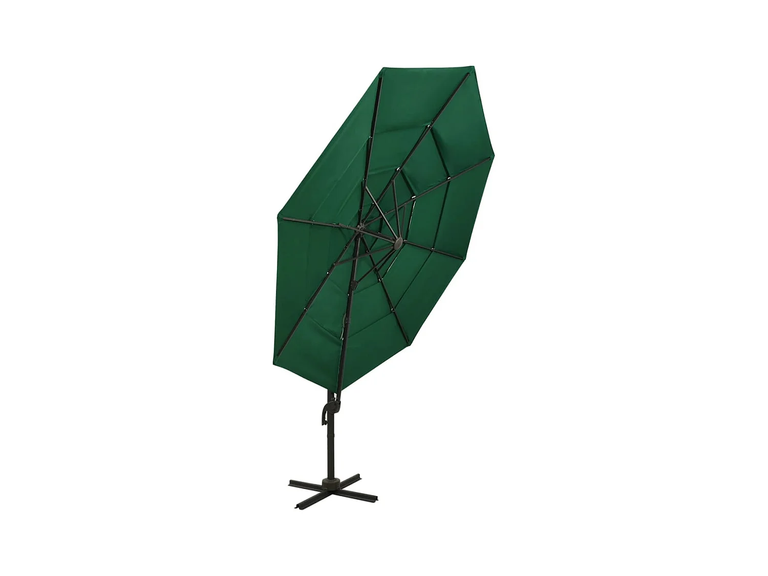 Roosendaal  Parasol de jardin à 4 niveaux avec mât en aluminium vert 3x3 m