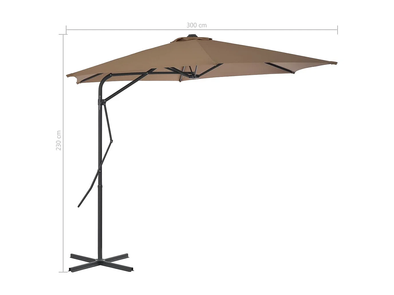 Clongullane  Parasol met stalen paal 300 cm taupe