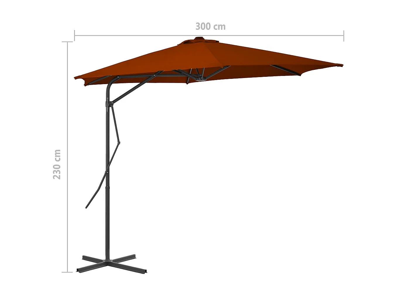 Clongullane  Parasol de jardin avec mât en acier terre cuite 300x230 cm