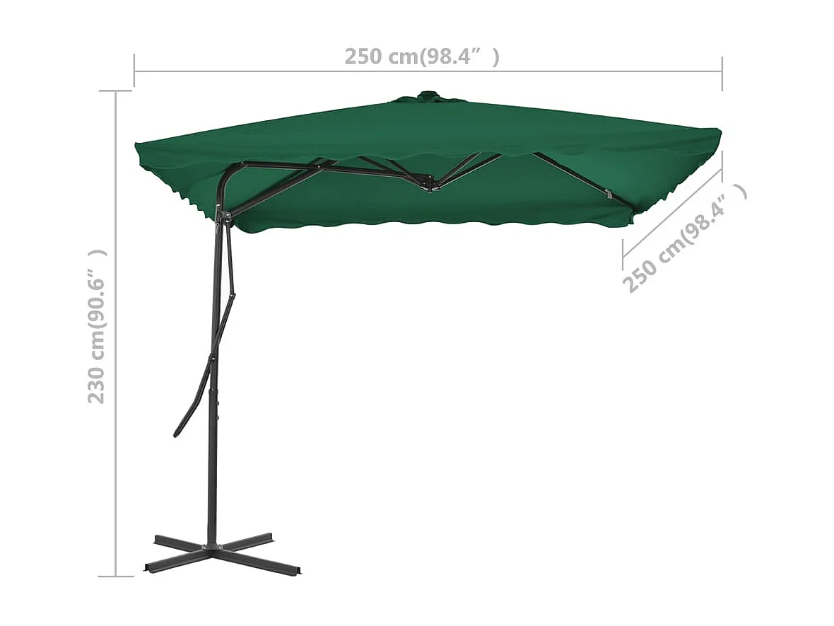 Lenard  Parasol d'extérieur avec mât en acier 250x250 cm vert
