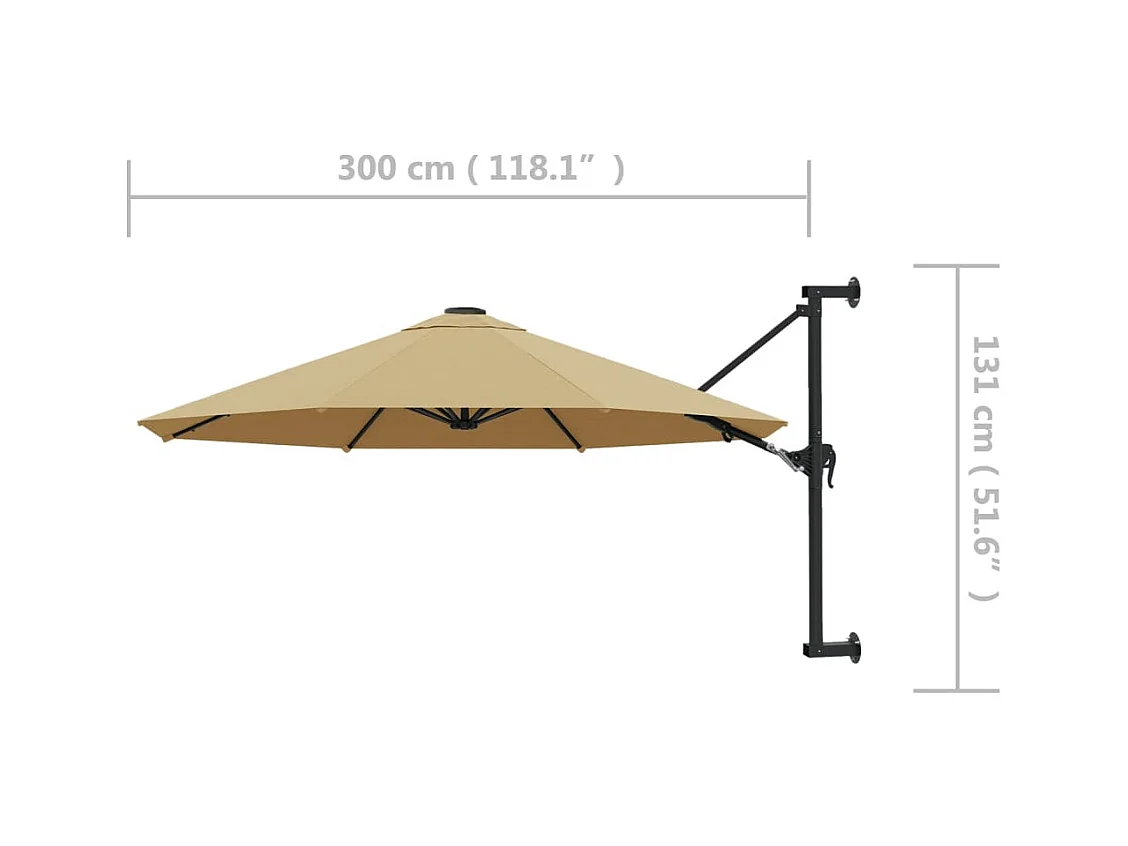 Berkeley  Parasol mural avec mât métallique 300 cm Taupe