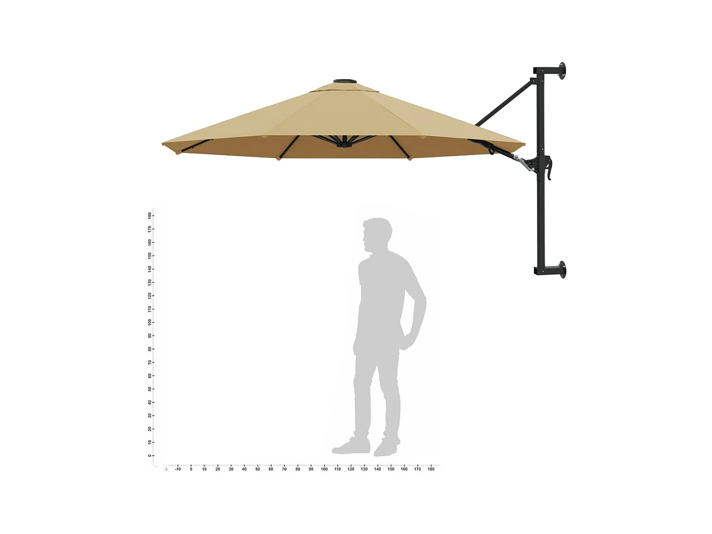Berkeley  Parasol mural avec mât métallique 300 cm Taupe