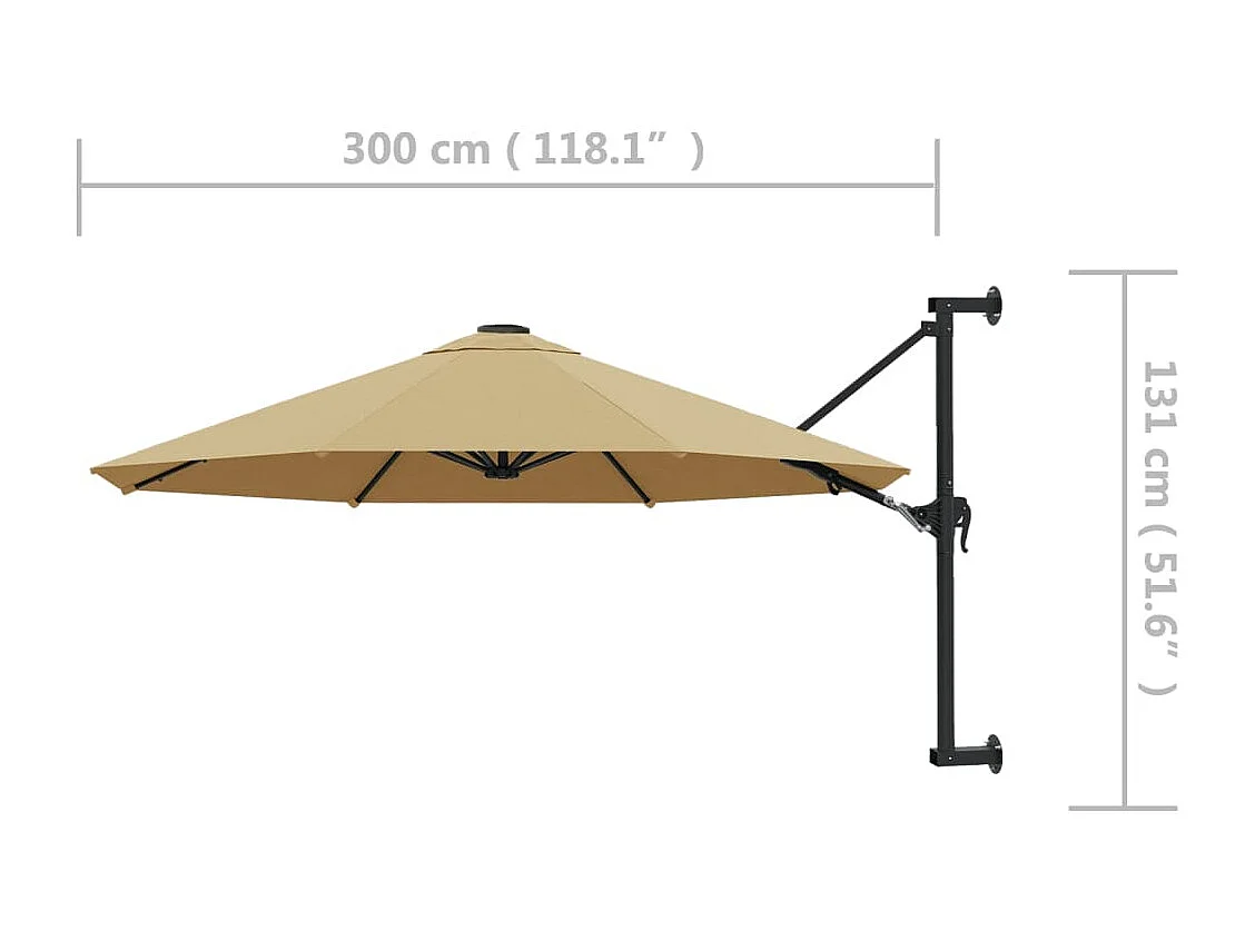 Berkeley  Parasol mural avec mât métallique 300 cm Taupe