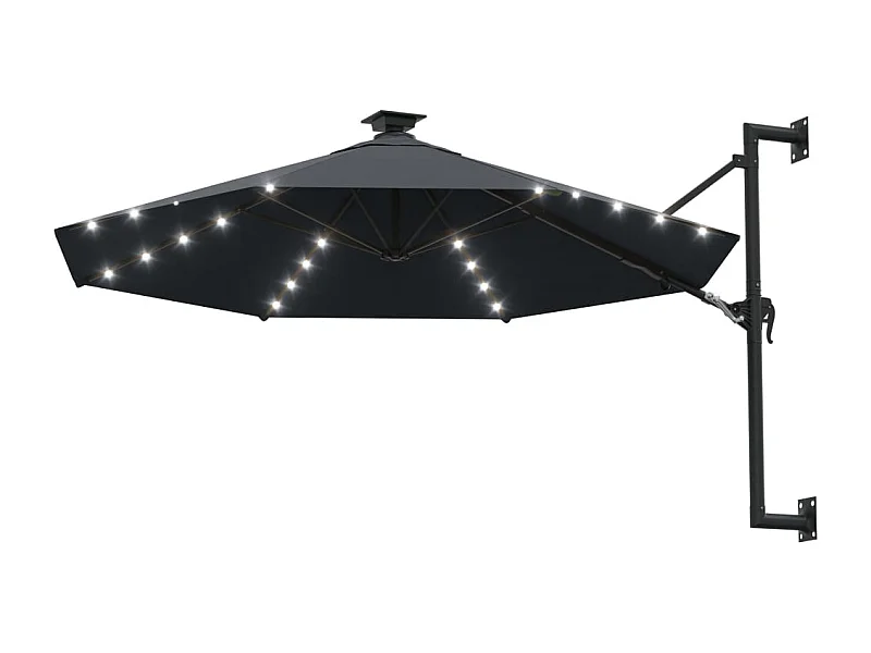 Marith  Wandparasol met LED's 300 cm antracietkleurig