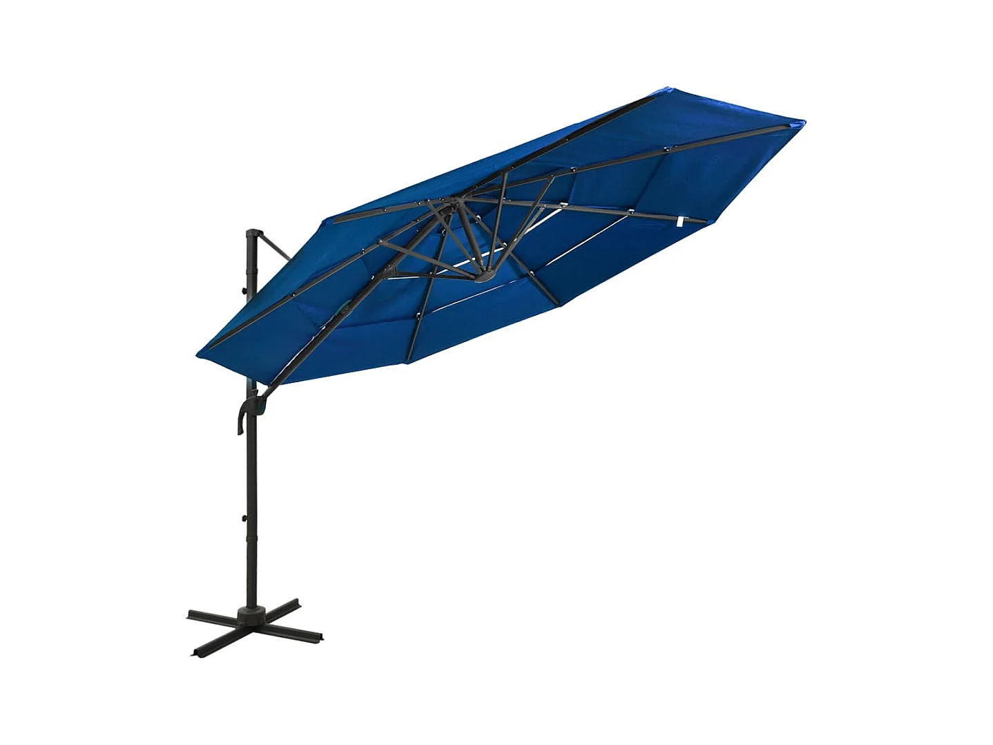 Roosendaal  Parasol de jardin à 4 niveaux avec mât en aluminium bleu azuré