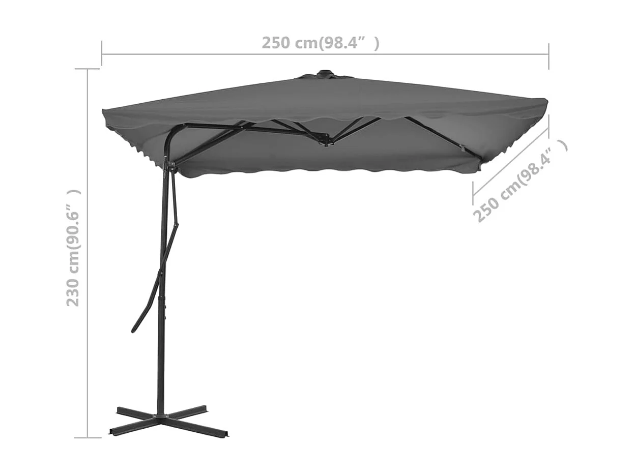 Lenard  Parasol d'extérieur avec mât en acier 250 x 250 cm Anthracite