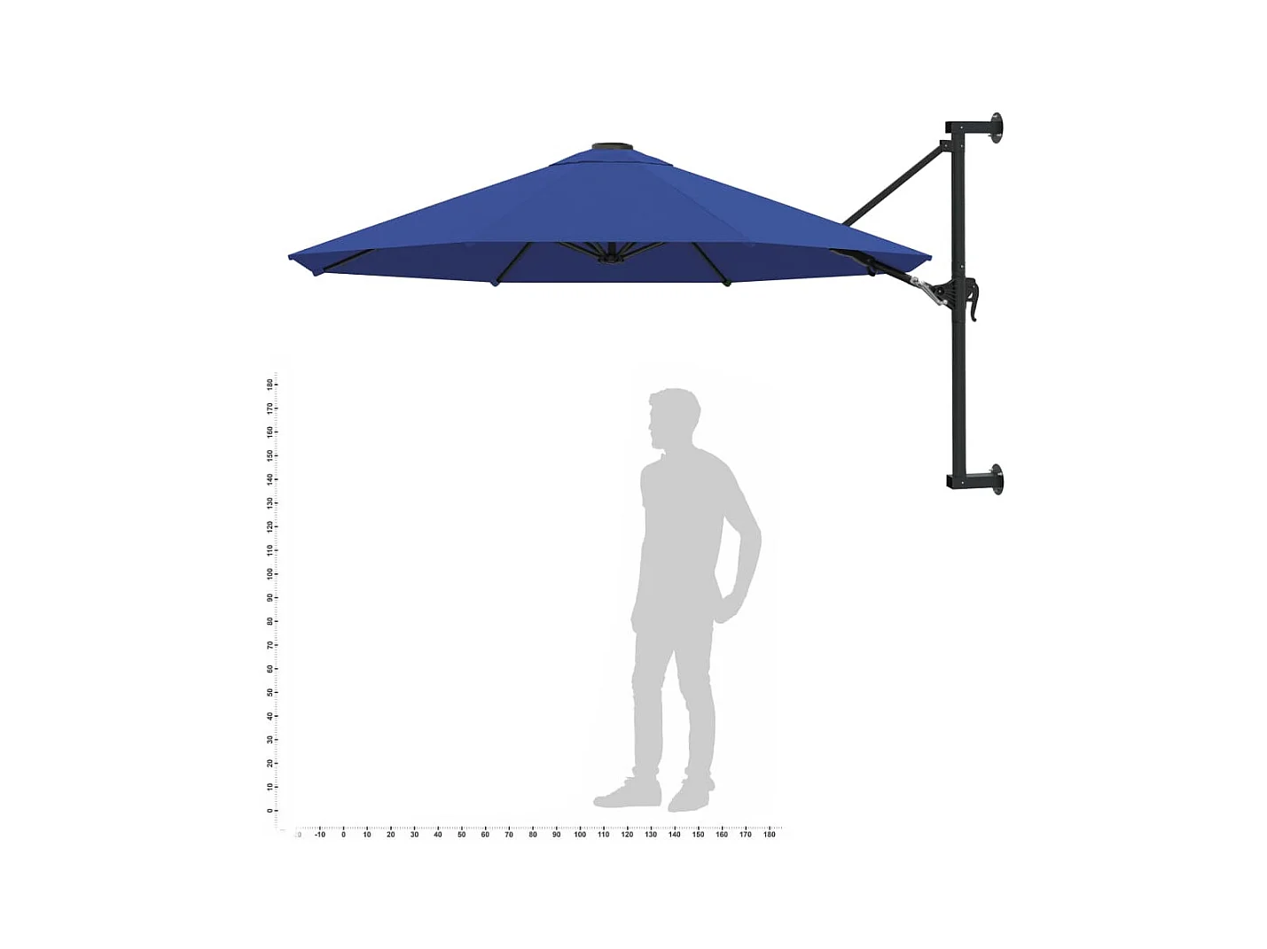 Berkeley  Parasol mural avec mât métallique 300 cm Bleu